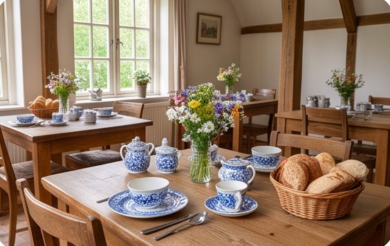 Gedekte tafel met Delfts blauw servies